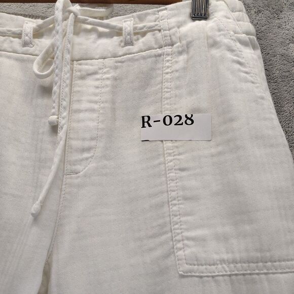 Old Navy Women's Ivory Drawstring Linen Blend Cuffed Pants Size M Coastal - Picture 10 of 10